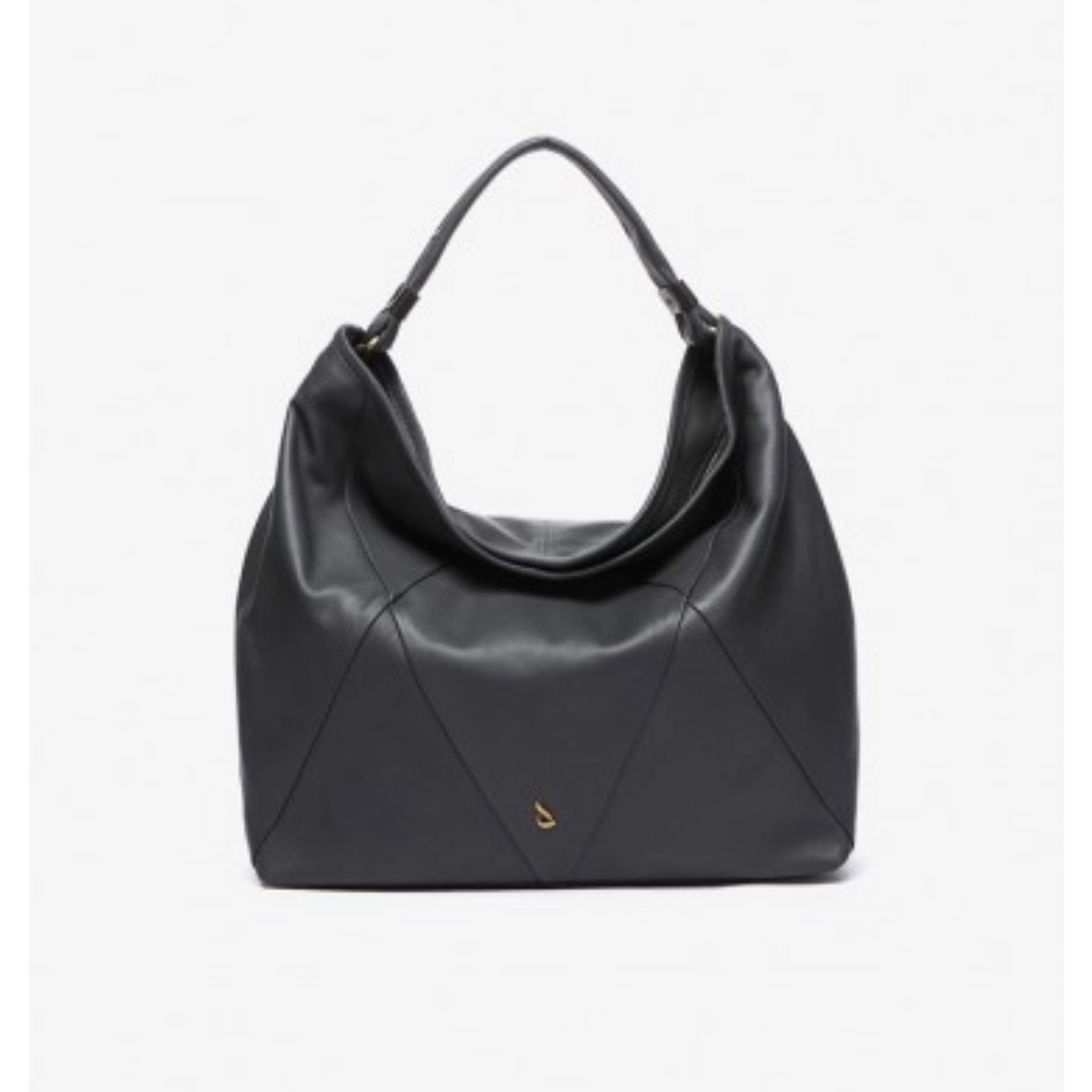 Premium leather grey hobo style bag.